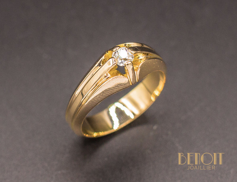 Bague Jonc Art Déco Or Diamant