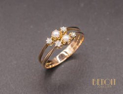 Bague Double Or Rose Perles