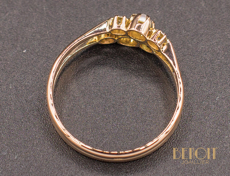 Bague Double Or Rose Perles
