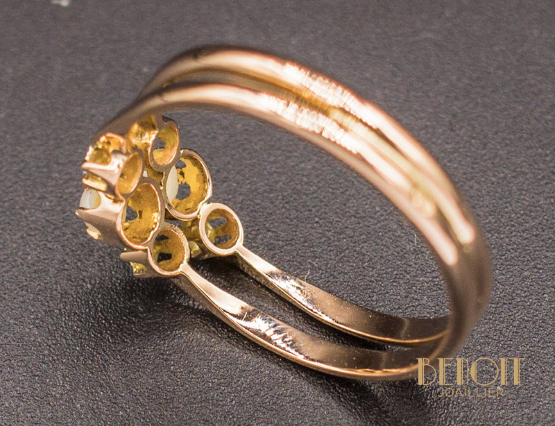Bague Double Or Rose Perles