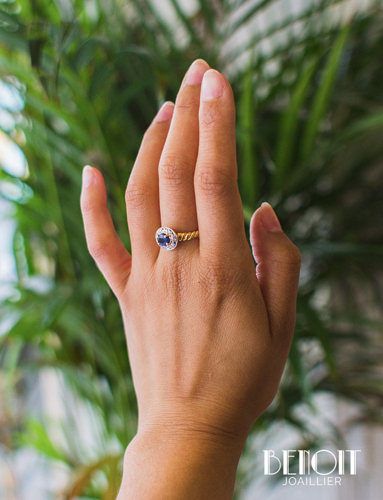Bague XIXe Saphir Diamants