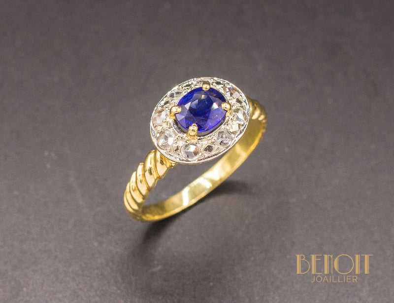 Bague XIXe Saphir Diamants