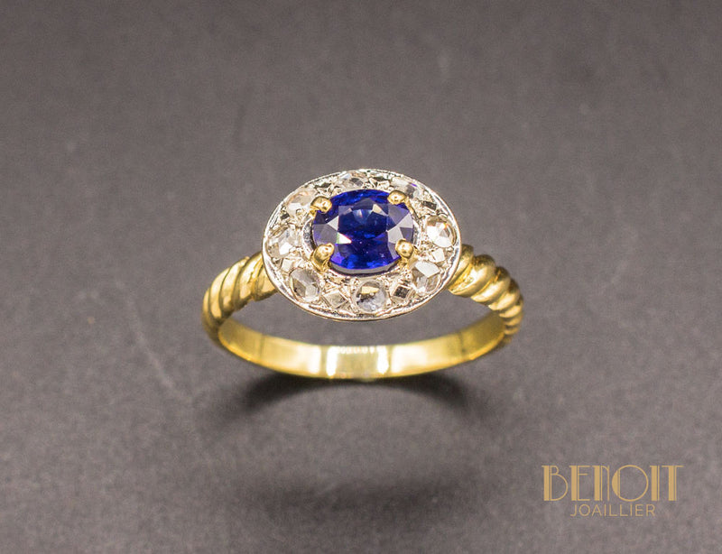 Bague XIXe Saphir Diamants