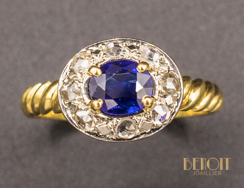 Bague XIXe Saphir Diamants