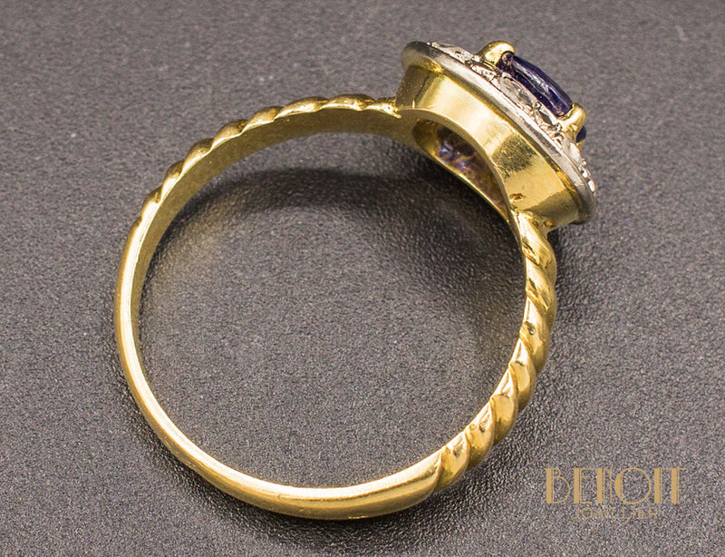 Bague XIXe Saphir Diamants