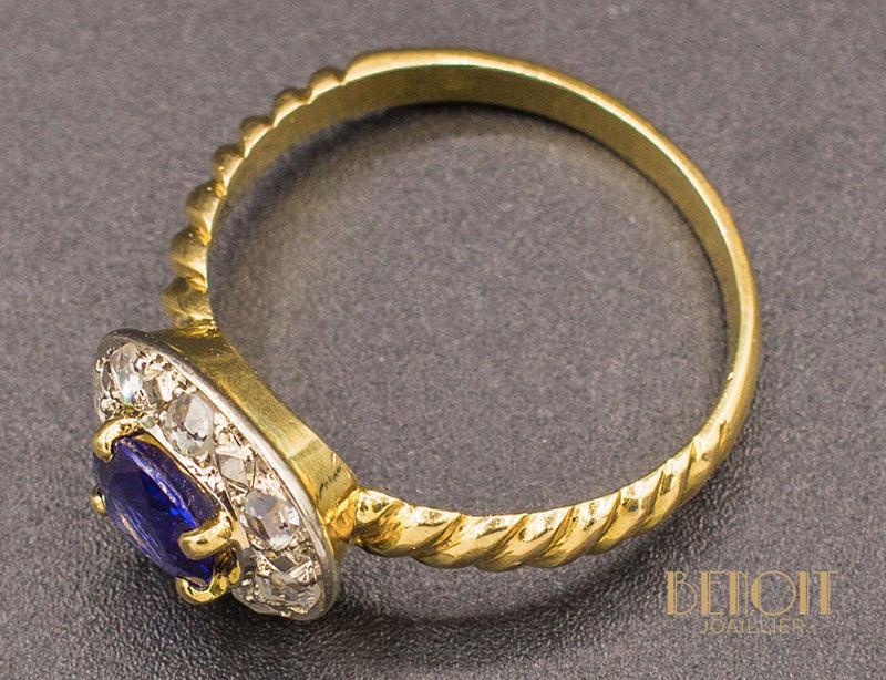 Bague XIXe Saphir Diamants