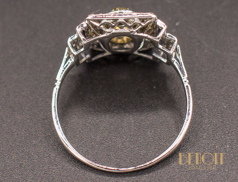 Bague Art Déco Diamants Saphirs