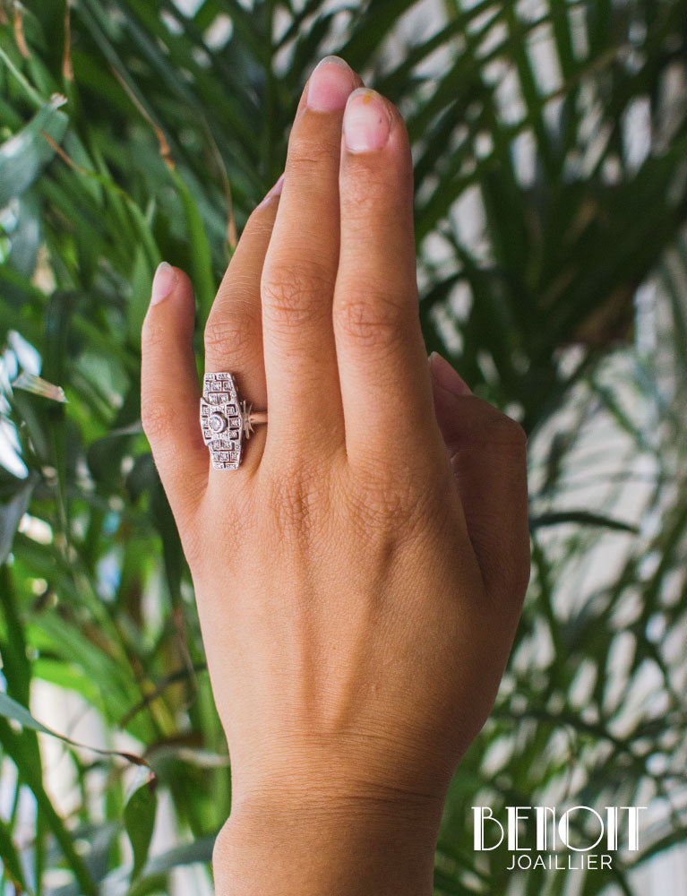 Bague Marquise Art Déco Diamants