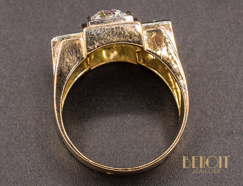 Bague Tank Or Jaune Diamants