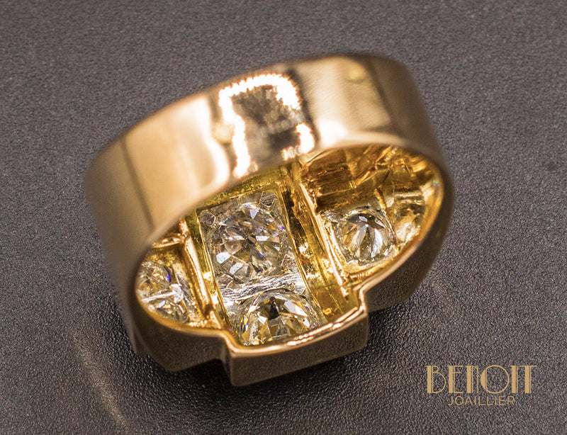 Bague Tank Or Jaune Diamants