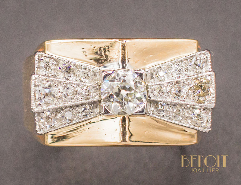 Bague Tank Noeud Diamants