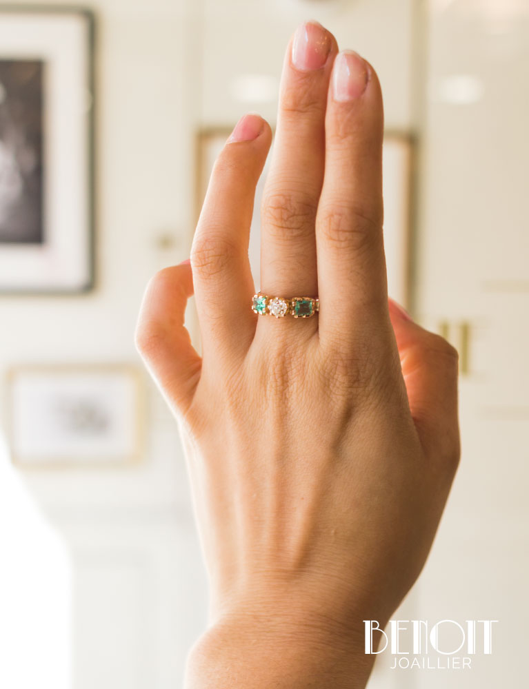 Bague Trilogie Emeraudes Diamant