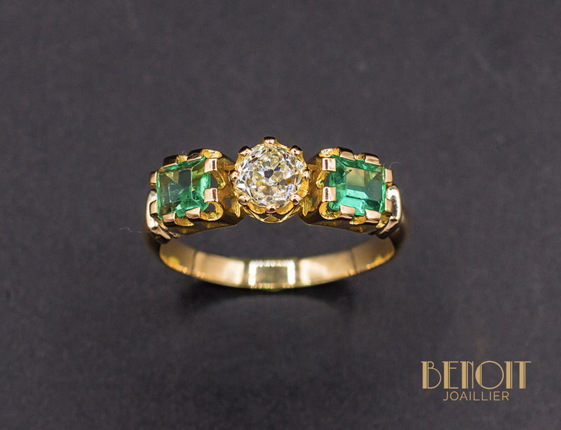 Bague Trilogie Emeraudes Diamant