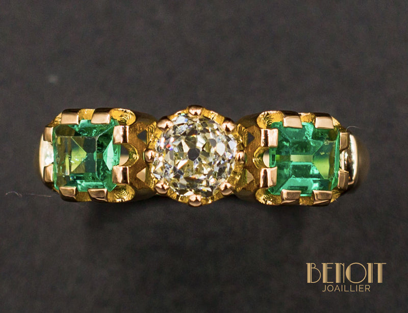 Bague Trilogie Emeraudes Diamant