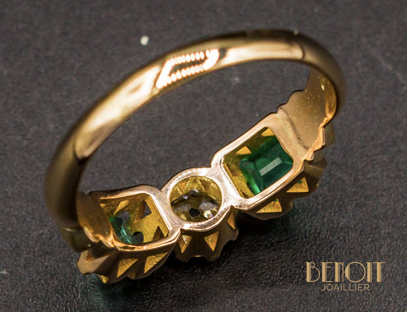 Bague Trilogie Emeraudes Diamant