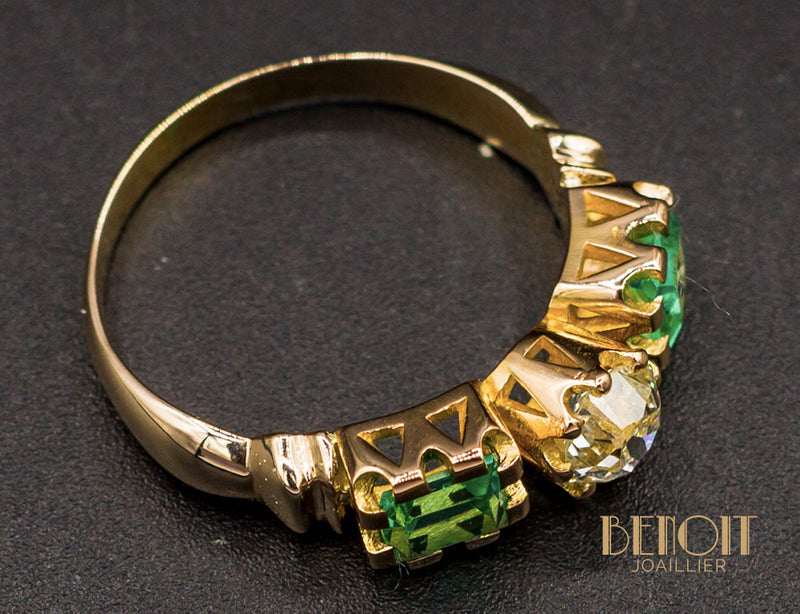 Bague Trilogie Emeraudes Diamant