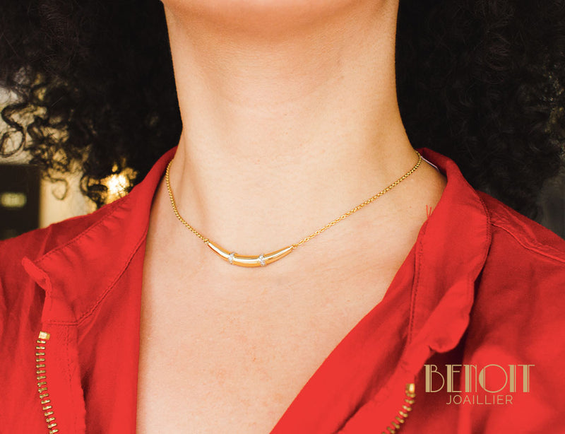 Collier Croissant Or et Diamants
