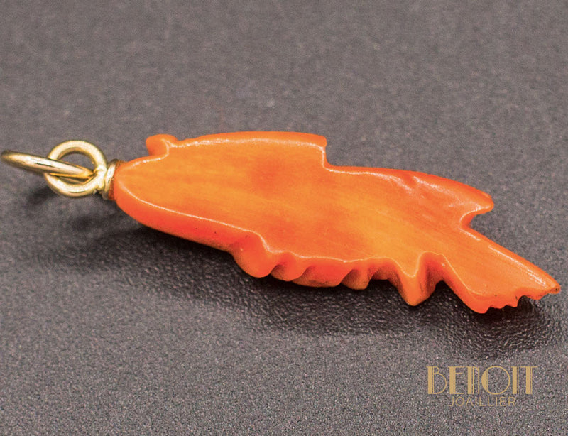 Pendentif "Poisson" Corail et Or