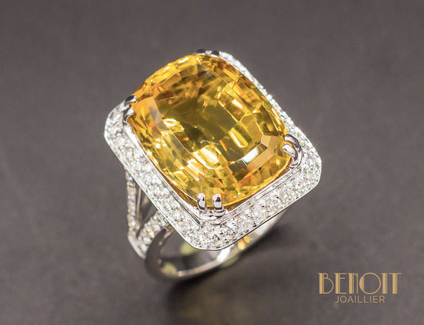 Bague Citrine Entourage Diamants