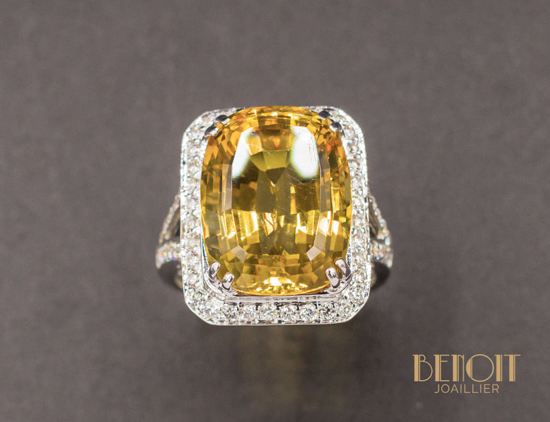 Bague Citrine Entourage Diamants