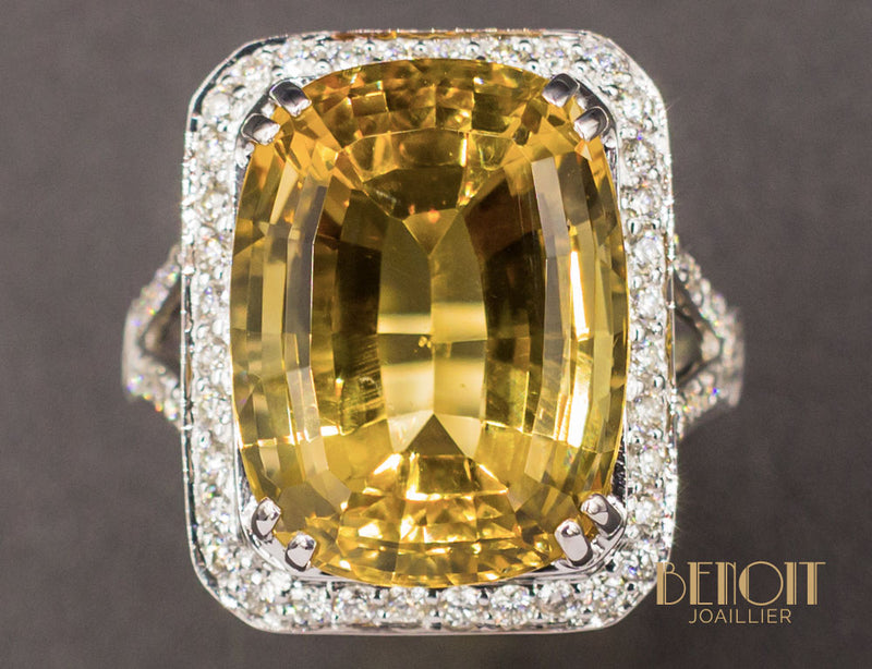 Bague Citrine Entourage Diamants
