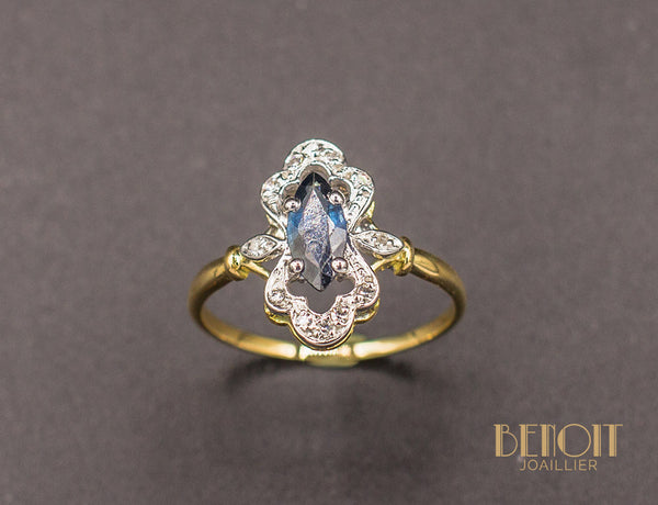 Bague Saphir Diamants Style 1900