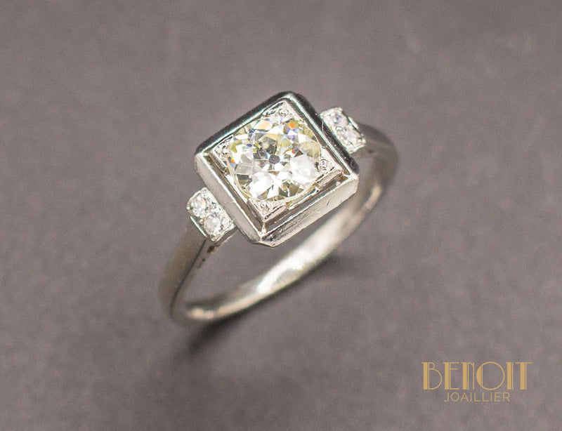 Solitaire Carré Art Déco Diamant