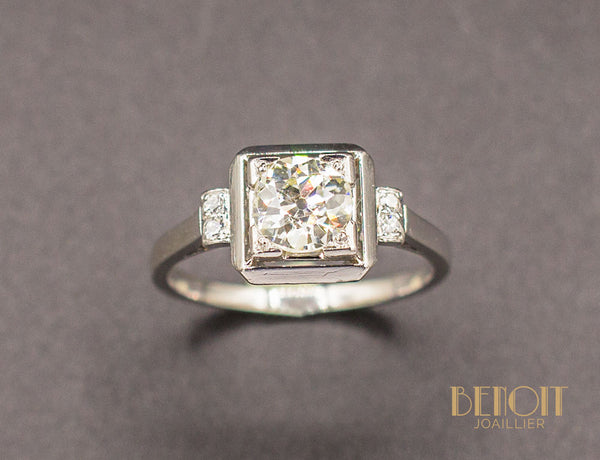 Solitaire Carré Art Déco Diamant