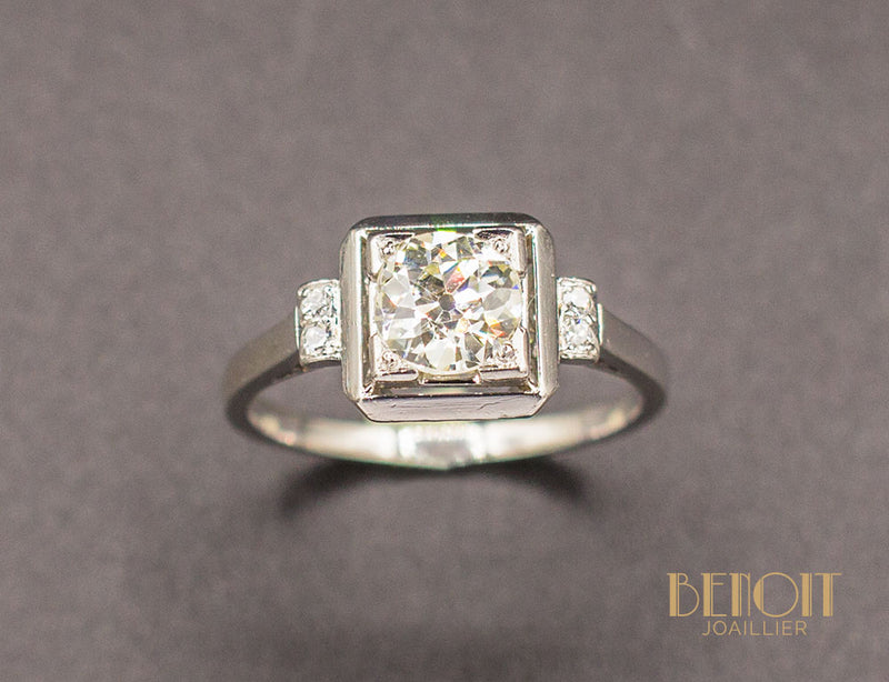 Solitaire Carré Art Déco Diamant
