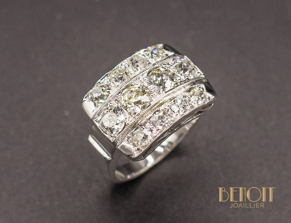 Bague Chevalière Art Déco Diamant
