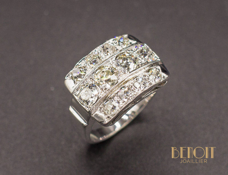 Bague Chevalière Art Déco Diamant