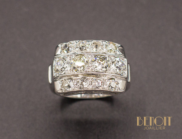 Bague Chevalière Art Déco Diamant