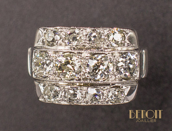 Bague Chevalière Art Déco - Argent 925, Taille 62, Poinçon Aigle & Sanglier
