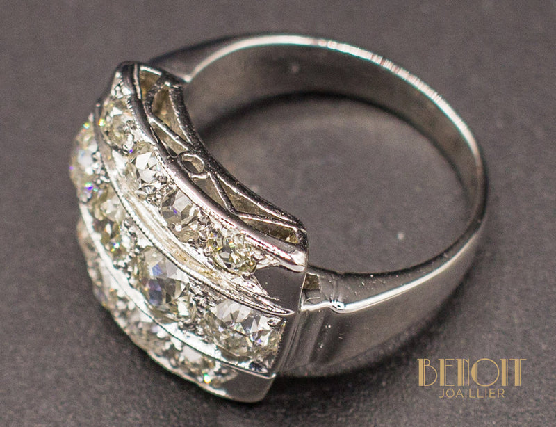Bague Chevalière Art Déco Diamant