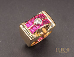 Bague Tank Or Rose Diamant