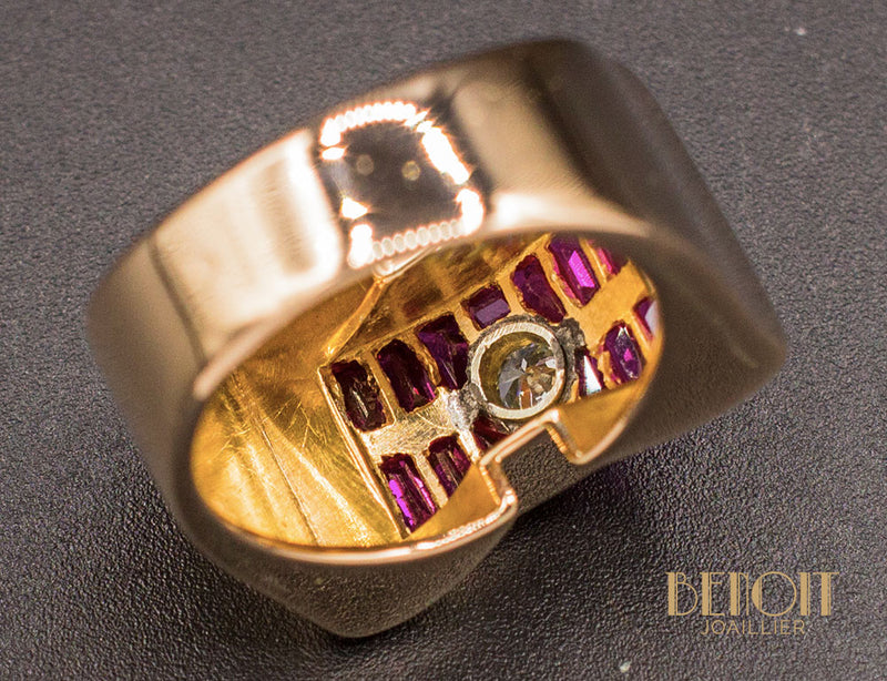 Bague Tank Or Rose Diamant