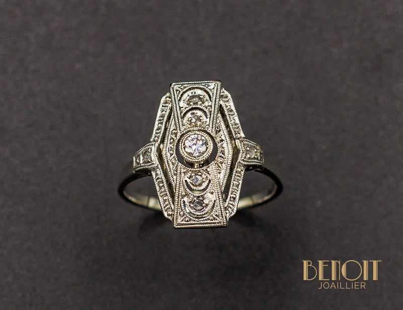 Bague Marquise Art Déco Diamants