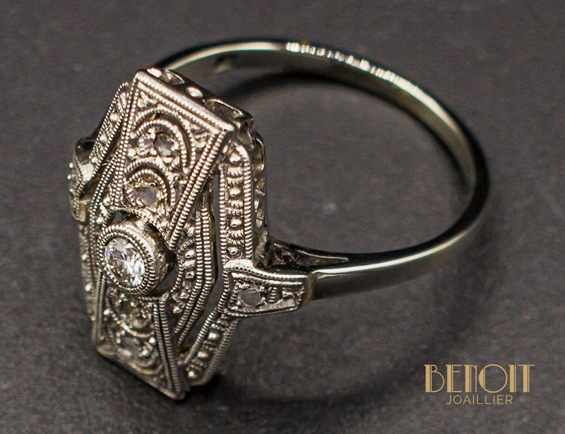 Bague Marquise Art Déco Diamants