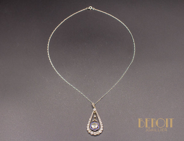 Pendentif Art Déco Diamants Saphirs