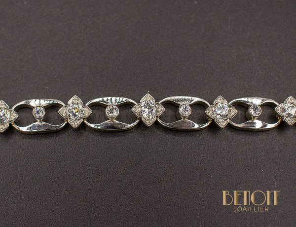 Bracelet 1950 Or Jaune Platine et Diamants