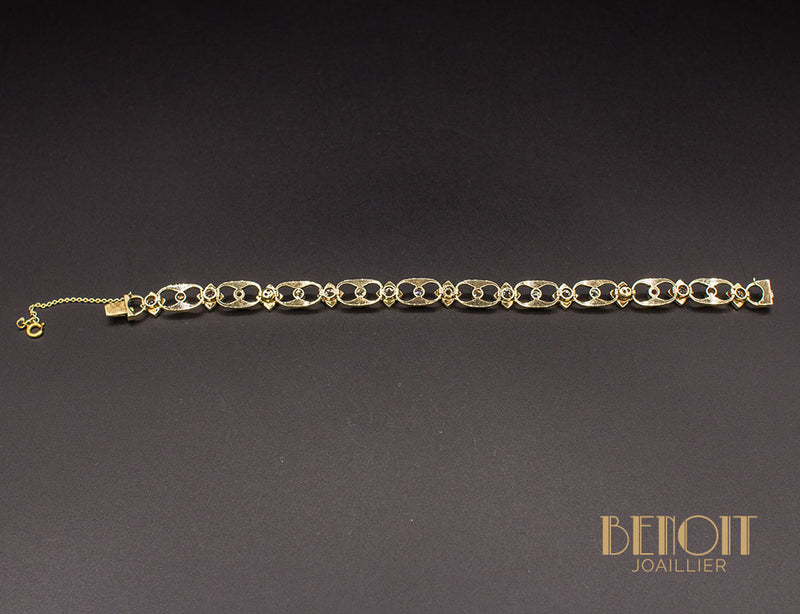 Bracelet 1950 Or Jaune Platine et Diamants