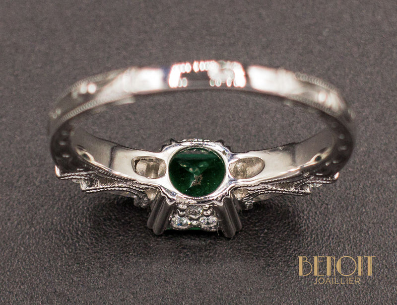 Bague Art Déco Emeraude Diamants