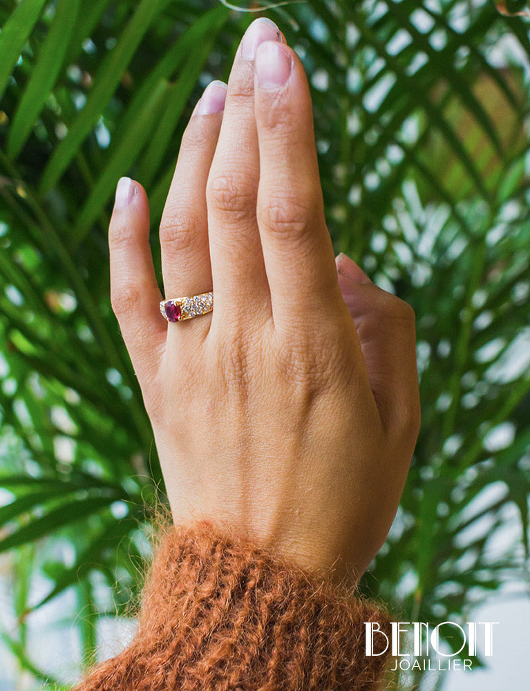 Bague Jonc Rubis Diamants