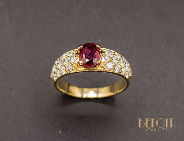 Bague Jonc Rubis Diamants