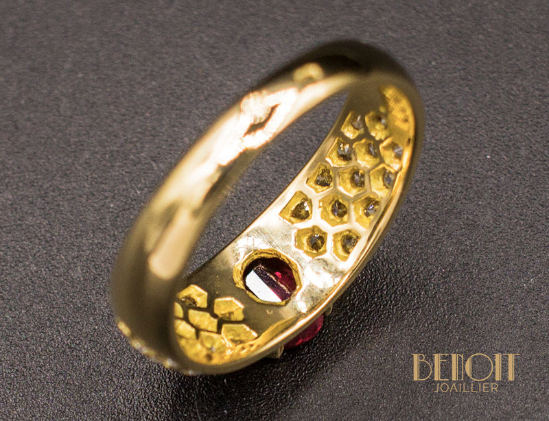 Bague Jonc Rubis Diamants