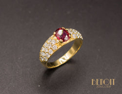 Bague Jonc Rubis Diamants