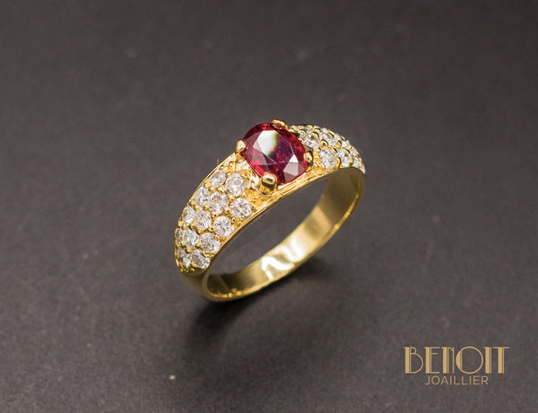 Bague Jonc Rubis Diamants