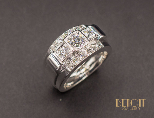 Bague Tank Diamants Platine