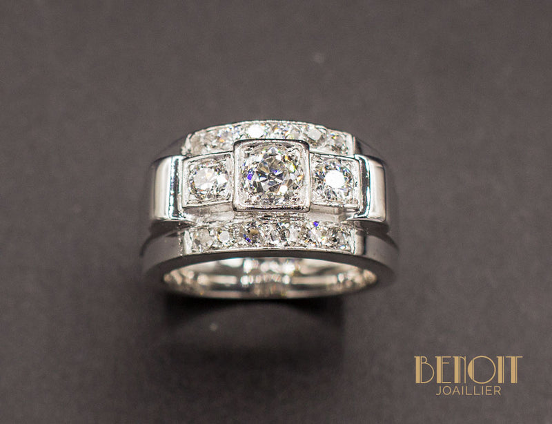Bague Tank Diamants Platine