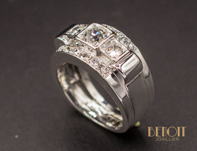 Bague Tank Diamants Platine